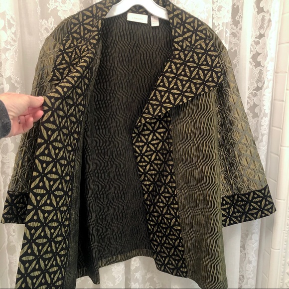 CHICO'S * NWOT Green/Black Metallic Kimono Jacket - Picture 3 of 9